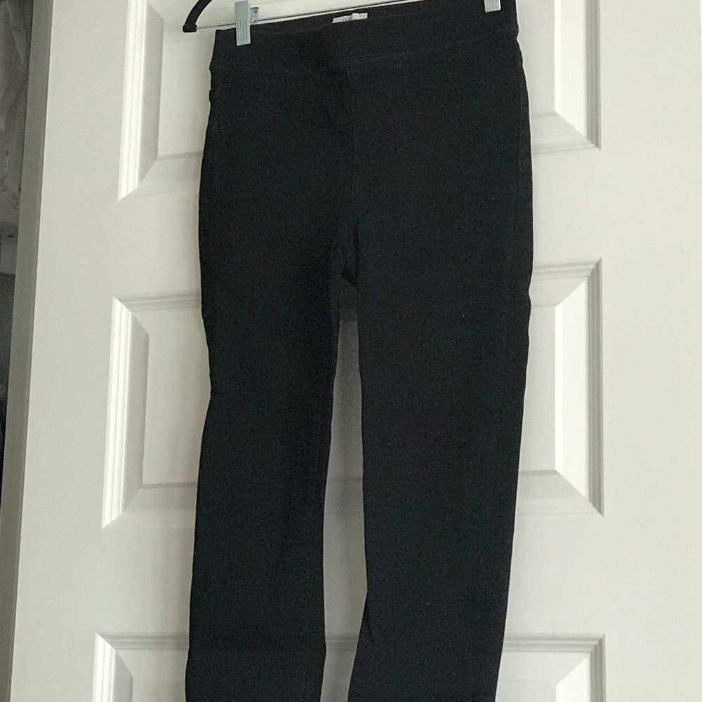 J Crew black toothpick jeans. Elastic waist